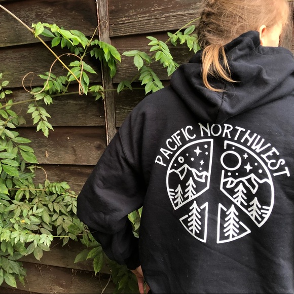 Cascade Collective Tops - Pacific Northwest Black Hoodie
